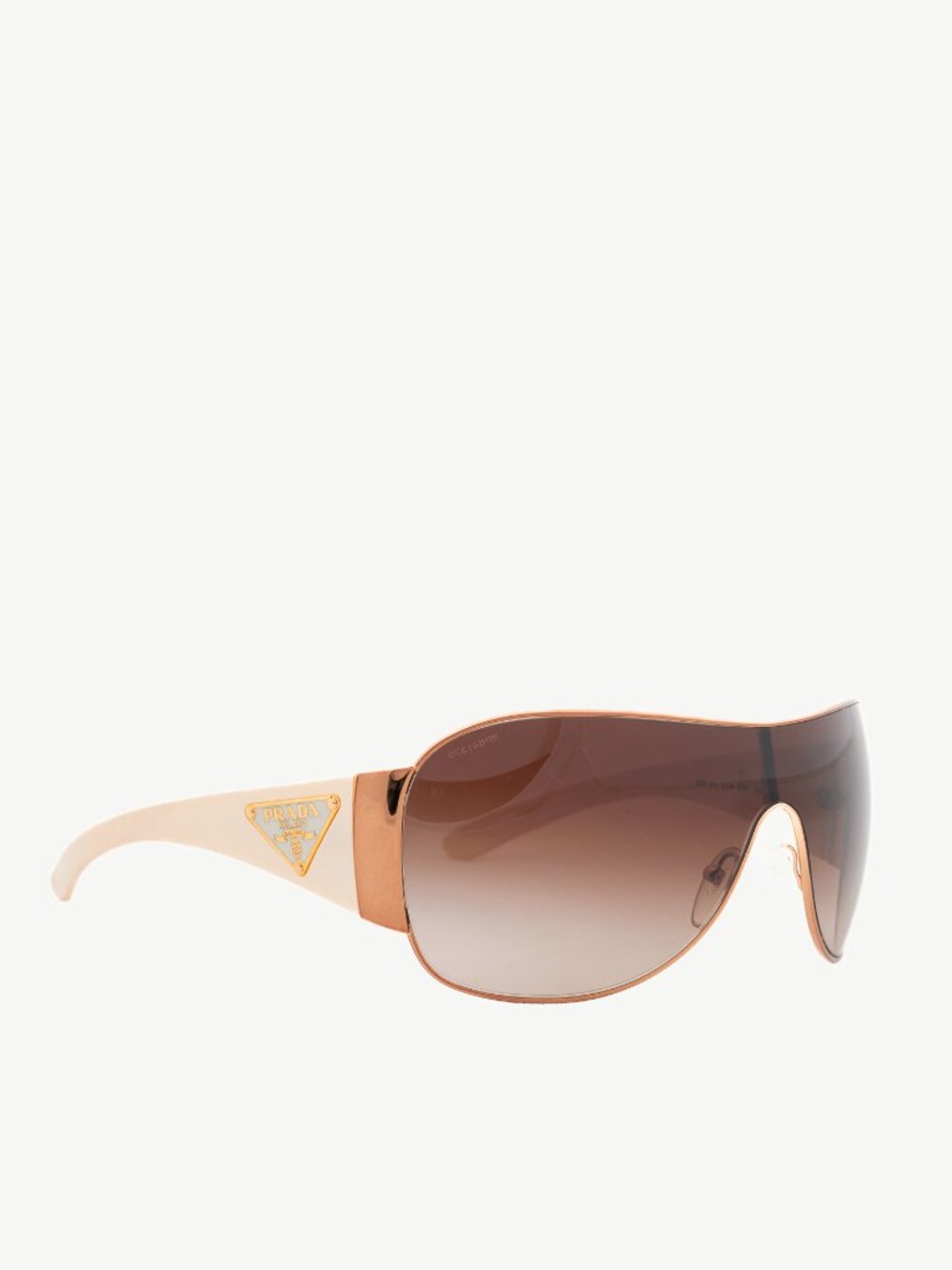 Prada SPR 57L Rose-Gold & Cream Logo-Temple Shield Sunglasses